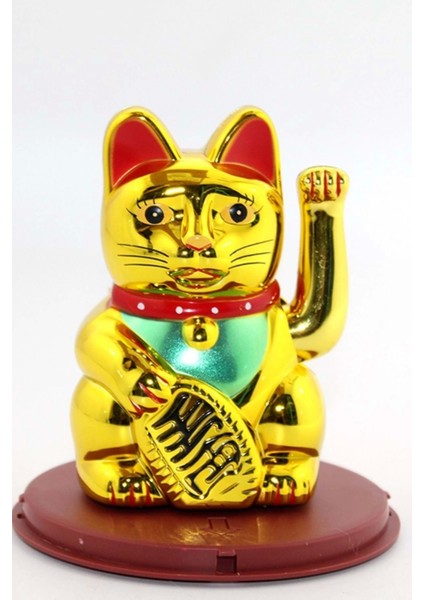 Maneki Neko Feng Shui Bereket Şans Mutluluk Çağıran Şans Kedisi Solar Panelli Hareketli Pati Feng Shui Kaideli