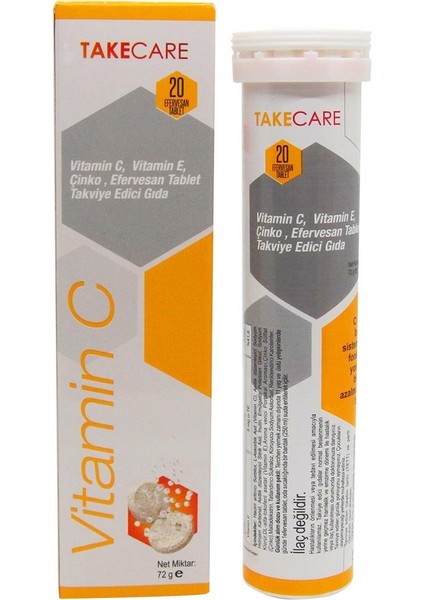 Vitamin C 1000MG, Çinko ve Vitamin E Içeren 20 Efervesan Tablet