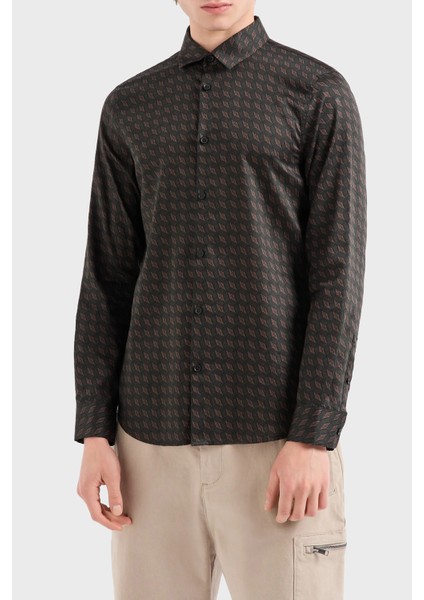 Pamuklu Regular Fit Logolu Gömlek Erkek Gömlek 6DZC45 Znzrz 72AF