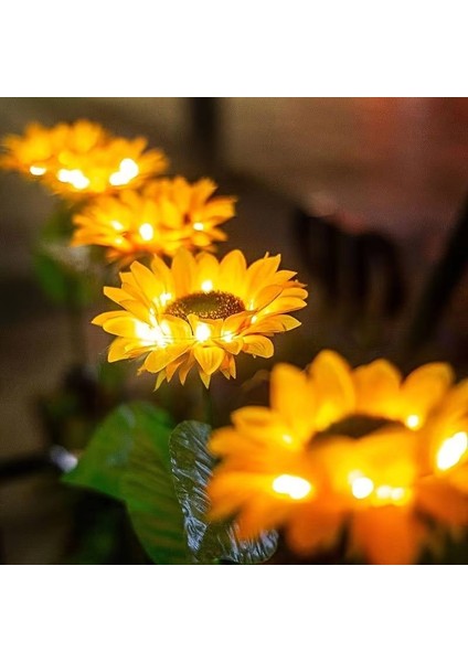 Solar Sunflower Lights Güneş Enerjili Ayçiçeği LED Aydınlatma 3 Yapraklı modelleri
