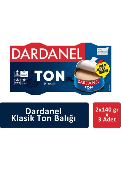 Dardanel Klasik Ton Balığı 2 x 140 gr x 3 Adet
