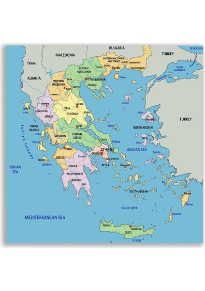 Yunanistan ve Çevresi Harita Tablosu - CTY132