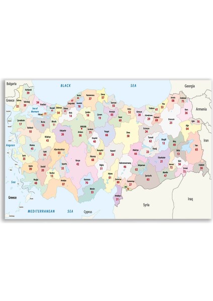 Türkiye Cumhuriyeti Siyasi Harita Tablosu - CTY154