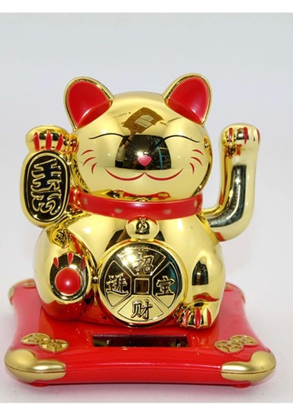 Maneki Neko Feng Shui Bereket Şans Mutluluk Çağıran Şans Kedisi Solar Panelli Hareketli Pati Feng Shui Oturan