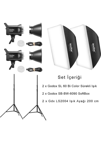 SL60II Bi 60W Bi-Color Cob LED Video Işığı 2'li Set indirimleri
