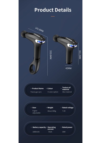Şarjlı Masaj Aleti Uzun Sap Tasarımı Led Ekranlı 30w Güçlü Motor Derinlemesine Masaj Spor Fitness Veya Yoğun Çalışma Sonrası Rahatlatıcı Etki Hb-005