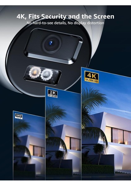 Cctv Kamera - 8mp Ultra Hd Güvenlik Kamerası, Akıllı Insan/araç Algılama, Dahili Microsd Kart Yuvası