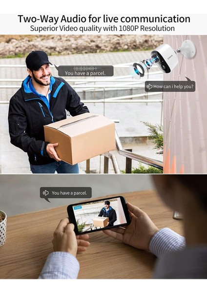 Dış Mekan Güvenlik Kamerası Renkli Gece Görüşü Aı Pır Hareket Algılama Su Geçirmez 2 Yönlü Ses modelleri