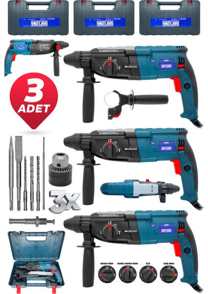 Set 3x Daflong Metal Şanzıman Kırıcı Delici Darbeli Matkap 2-28 mm Hilti