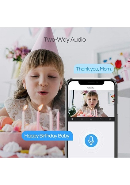 2 Paket Wifi Mini Kablosuz Güvenlik Kamerası 1080P, Gece Görüş, Hareket Algılama, 2 Yönlü Ses