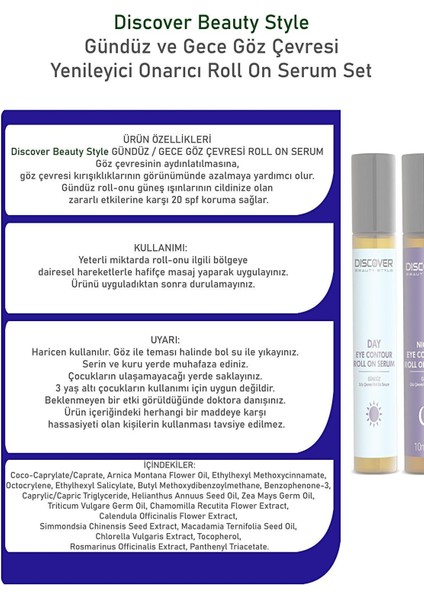 Gündüz Ve Gece Göz Çevresi Yenileyici Onarıcı Roll On Serum Set