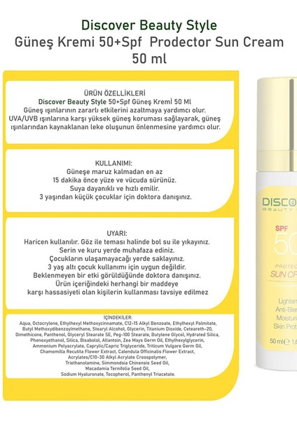 Güneş Kremi 50+Spf Prodector Sun Cream 50 Ml