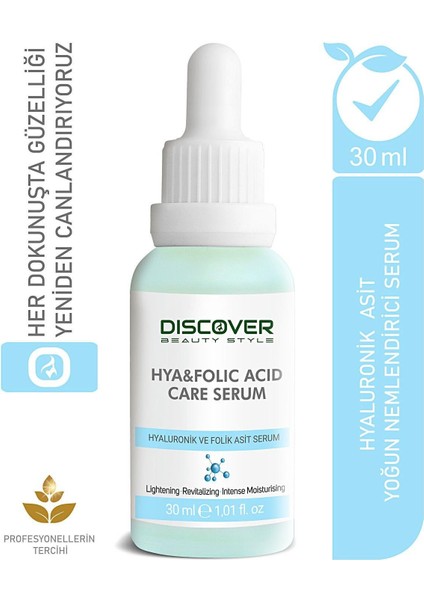 Yoğun Nemlendirme ve Dolgunlaştırıcı Etkili Yenileyici Hyaluronik ve Folik Asit Serum 30 ml