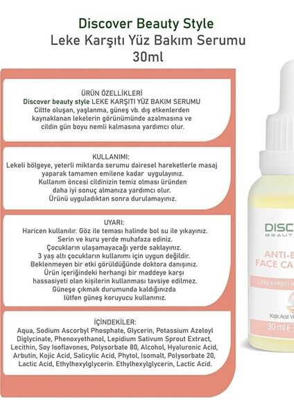 Leke Karşıtı Arbutin Yüz Bakım Serumu 30ml