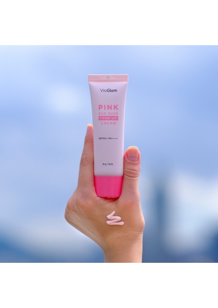 Vioglam Pink Sun Base Tone Up Cream SPF50+ Pa++++ + Ton Eşitleyici Aydınlatcı Güneş Koruyucu Krem SPF50+ Pa++++