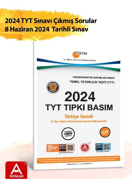 2024 Tyt Çıkmış Sorular-Tıpkı Basım-Bire Bir Ösym-Tamamı Video Çözümlü