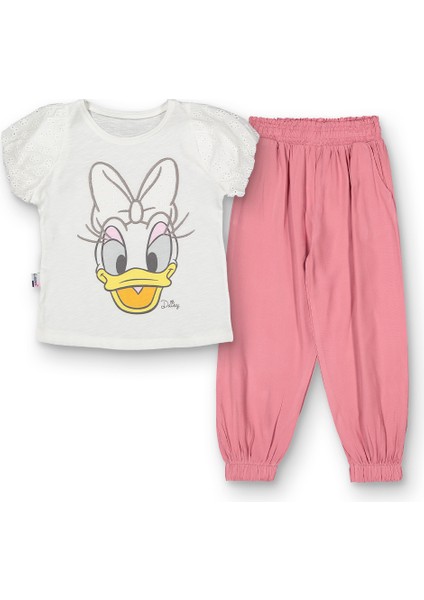 Kız Çocuk Takım Çocuk T-Shirt Pantolon Takım. Daisy Duck Çizgi Film Karakterli Desenli Takım.