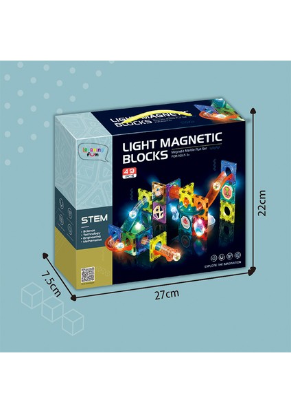 Learning Fun Manyetik Stem Oyuncak 49 Parça - Işıklı Marble Run Set Magic Magnetic Blocks