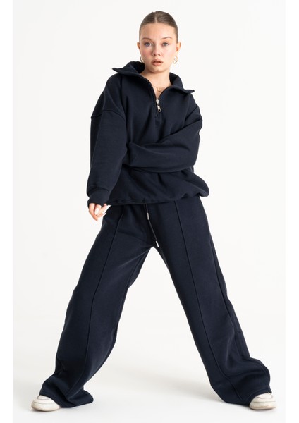 Yarım Yaka Fermuarlı Sweat Alt Üst Kadın Eşofman Takım fiyatları