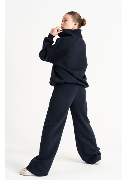 Yarım Yaka Fermuarlı Sweat Alt Üst Kadın Eşofman Takım modelleri