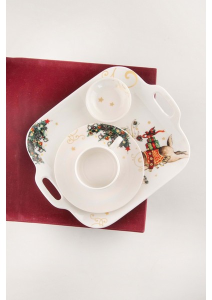 Christmas Porselen Tepsili Kahve Fincanı & Lokumluk fiyatları