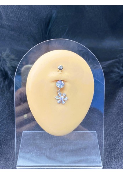 Cerrahi Çelik Gümüş Rengi Göbek Piercing Küpe