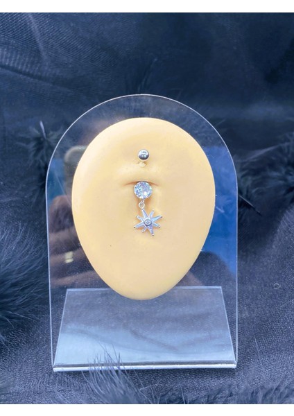 Cerrahi Çelik Gümüş Rengi Göbek Piercing Küpe