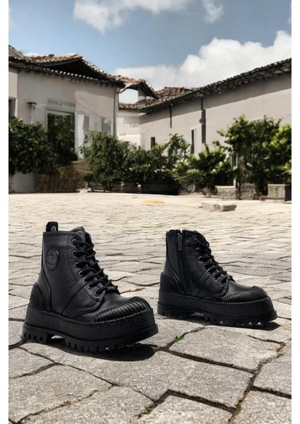 102 24605 Theresa Siyah Deri Kadın Bot fırsatları