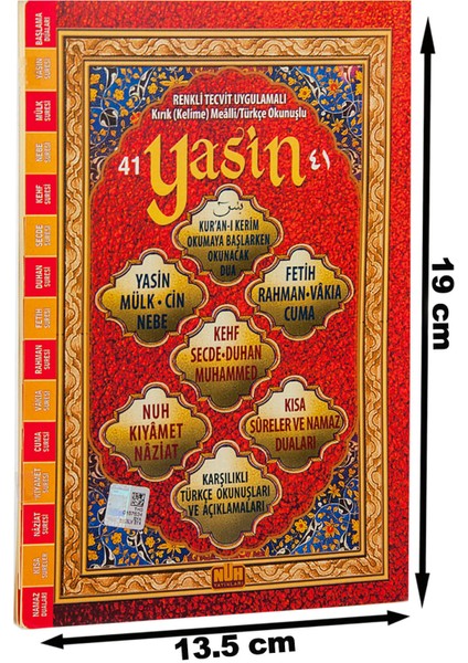Renkli Tecvit Uygulamalı - Kırık Kelime Mealli 41 Yasin Kitabı