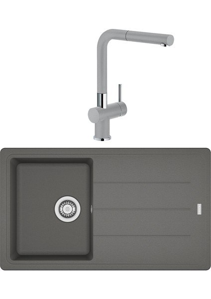 Stone Grey Basis Bfg 611 Tek Gözlü Armatürlü Granit Eviye Seti (BFG611-STONEGREY)