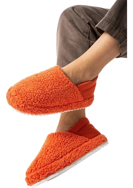 Kadın Lastikli Kaymaz Taban Peluş Havlu Kumaş Ev Ayakkabısı Panduf Turuncu fiyatları