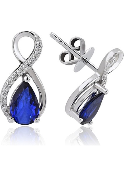 0.57 Karat Pırlanta Safir Küpe