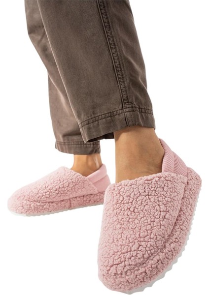 Kadın Lastikli Kaymaz Taban Peluş Havlu Kumaş Ev Ayakkabısı Panduf Pudra fiyatları
