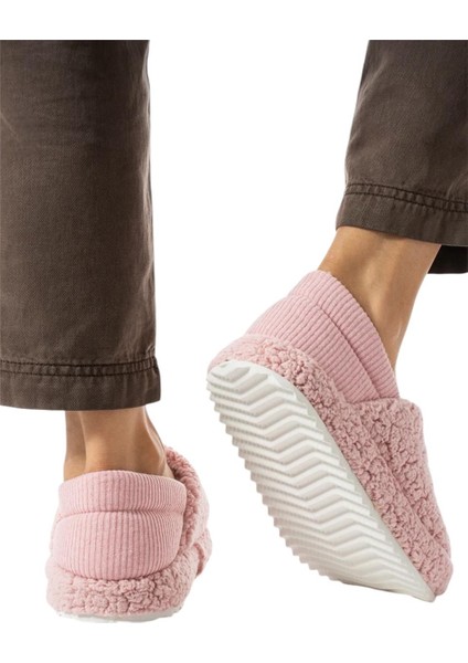 Kadın Lastikli Kaymaz Taban Peluş Havlu Kumaş Ev Ayakkabısı Panduf Pudra fırsatları