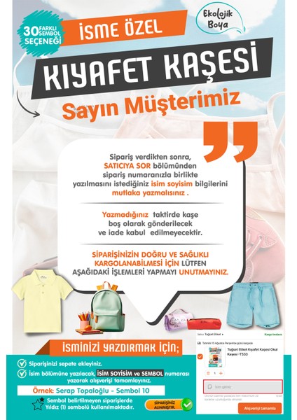 Kıyafet Kaşesi Okul Kaşesi Öğrenci Kaşesi-Kreş-Anaokulu-Ilkokul Kumaş Elbise Kaşesi Isim Baskı KAŞESI-T906 indirimleri