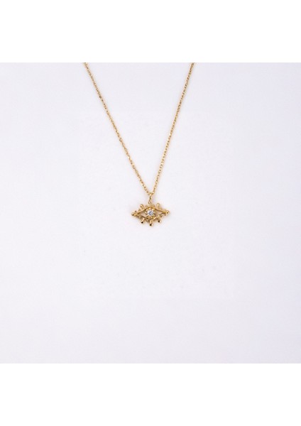 Gümüş Kolye - Pırlanta Möntürü (Signity Swarovski) Taşlı Göz Tasarım 925 Ayar Gümüş Kolye-Minimal Göz Altın Kolye indirimleri