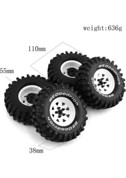 4 Adet Metal 110MM Beadlock Derin Çanak Jant Lastiği Seti/10 Kısa Kulvar Kamyon Arrma Senton 550 Mega Xlh Traxxas Slash, A (Yurt Dışından)