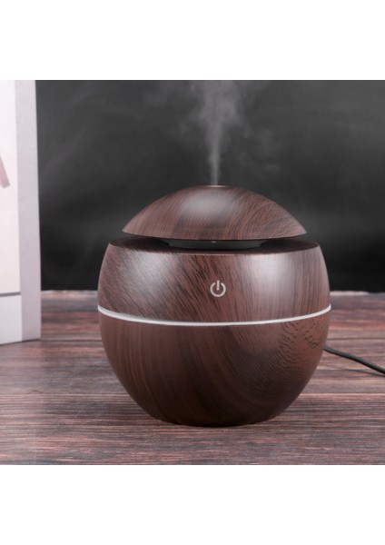 USB Aroma Difüzör Ultrasonik Soğuk Mist 7 Renkli Led: Koyu Ahşap (Yurt Dışından)