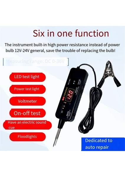 Dc 0-36V Araç Nabız Sensörü Sinyali LED Işık Test Kalemi Probu (Yurt Dışından)