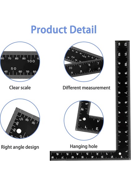 Marangoz Kare, 3 Parça L Kare Dik Açı Cetveli, 8 Inç x 12 Inç (Yurt Dışından)