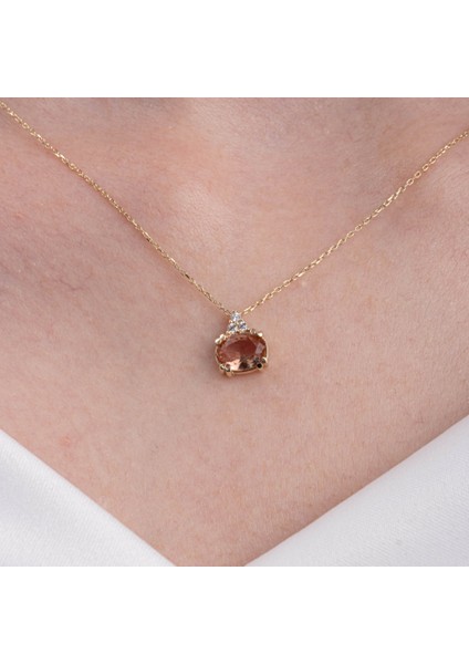 Altın Kolye - 1.15 CT Zultanit 0.20CT Swarovski Modern Tasarım Minimal Doğal Taş 14 Ayar Altın Kolye fiyatları