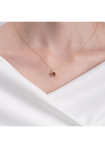 Altın Kolye - 1.15 CT Zultanit 0.20CT Swarovski Modern Tasarım Minimal Doğal Taş 14 Ayar Altın Kolye fırsatları