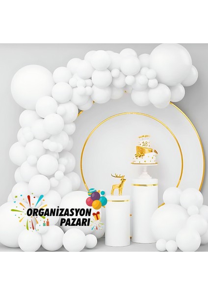 Balon Seti Pastel Beyaz 100 Lü Balon Zinciri Seti
