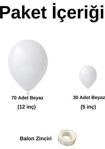 Balon Seti Pastel Beyaz 100 Lü Balon Zinciri Seti fiyatları