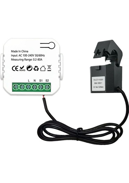 Tuya Smart Zigbee Enerji Ölçer 80A, Kelepçe Gerilim Akımı 240V (Yurt Dışından)