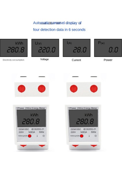 LCD Dijital Tek Fazlı Enerji Ölçer Kwh Gerilim Akım Güç Ölçer (Yurt Dışından)