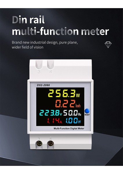 6ın1 Din Raylı Ac Monitör 100A Elektrik Frekans Ölçer (AC40-300V) (Yurt Dışından)