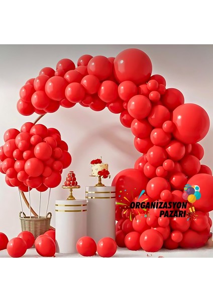 Balon Seti Pastel Kırmızı 60 Lı Balon Zinciri Seti