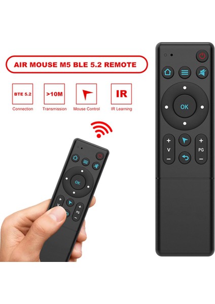 M5 Bluetooth 5.2 Tv Uzaktan Kumanda Hava Fare Kızılötesi Uzaktan Kumanda (Yurt Dışından)