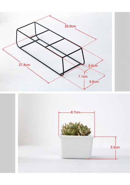 Iskandinav Üç Tencere Tek Raf Demir Çerçeve Seramik Saksı Seti Siyah (Yurt Dışından)